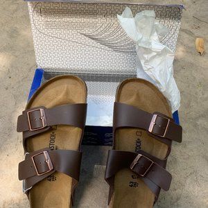Birkenstock Arizona Slide Sandals-Dk Brown Mens 43